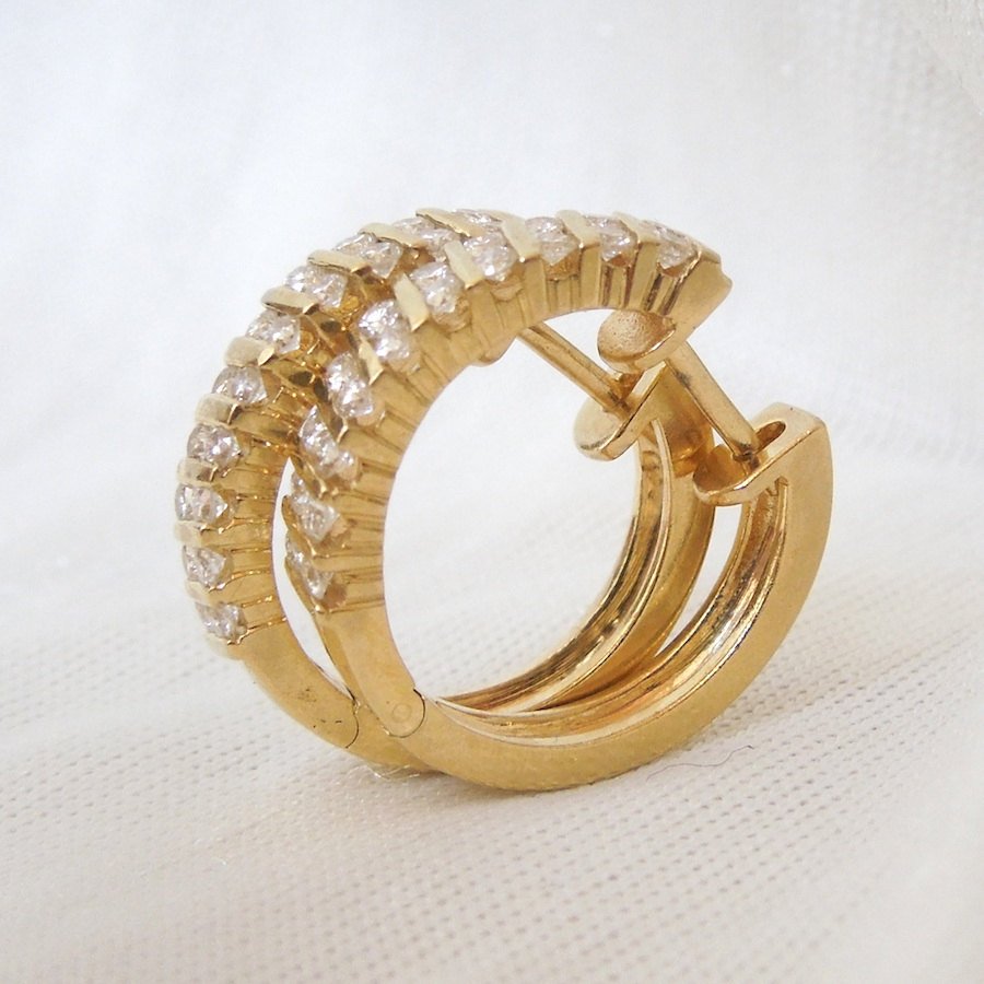 0.40ct Diamond and 18K Yellow Gold Snuggy Hoops