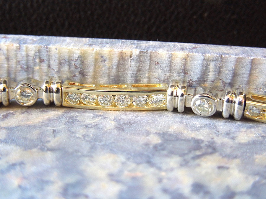 14K Bicolor White and Yellow Gold Diamond Bracelet