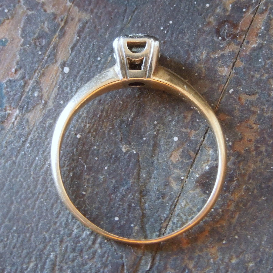 Vintage Quarter Carat Solitaire in Bicolor Gold Engagement Ring