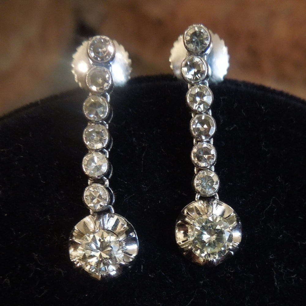 Edwardian/Art Deco Platinum and Diamond Drop Earrings