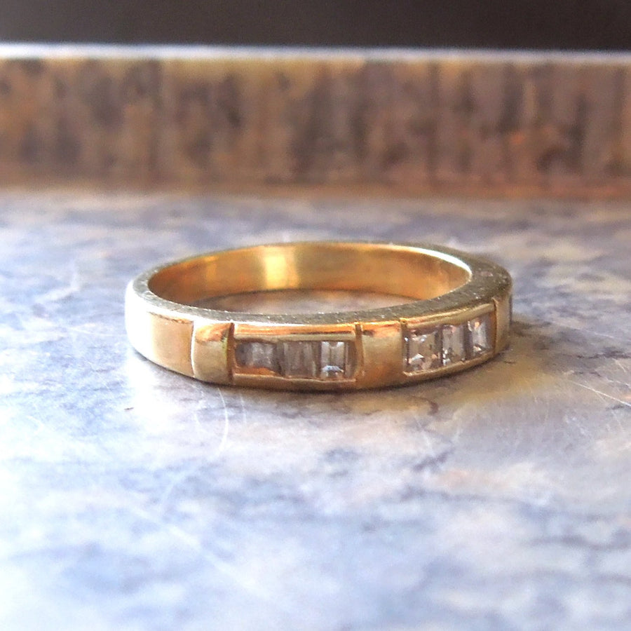 3mm Yellow Gold & Princess Cut Diamond Wedding Band