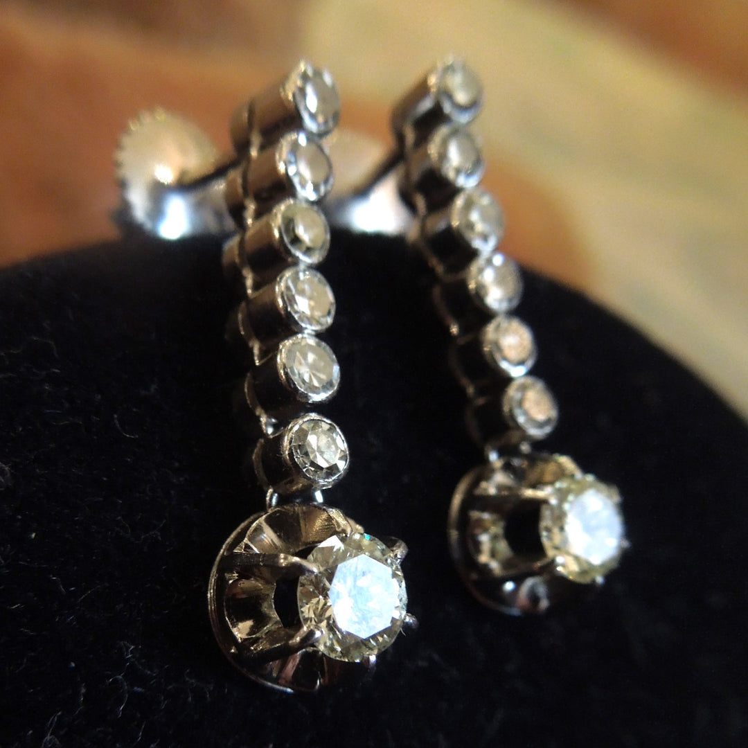 Edwardian/Art Deco Platinum and Diamond Drop Earrings