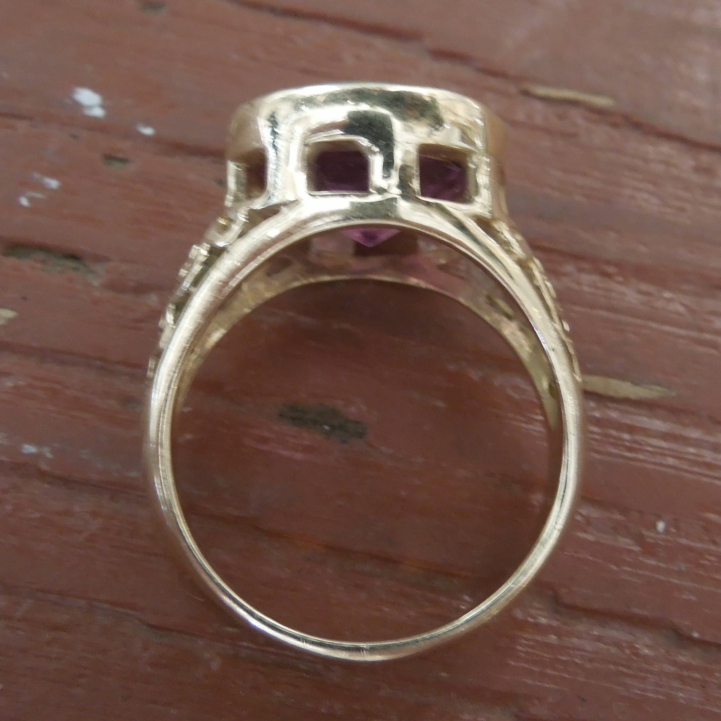 Large Bezel Set Pink Topaz in Yellow Gold