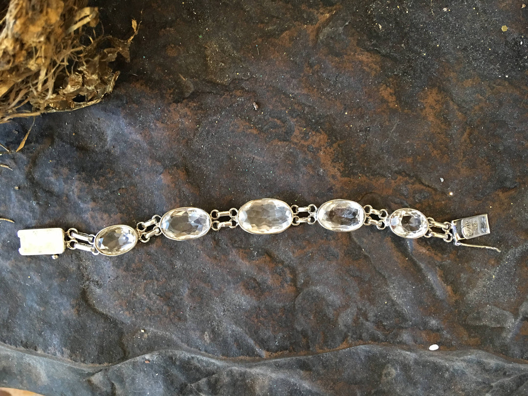 7.5" Sterling Silver and Quartz Crystal Bracelet