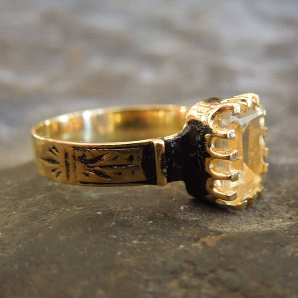 Victorian Style Emerald Cut Citrine Ring - Vermeil (Gold & Sterling Silver)