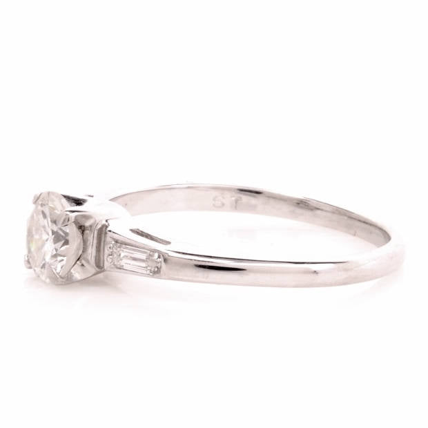 Half Carat Diamond Engagement Ring in 14K White Gold with Custom Wedding Band