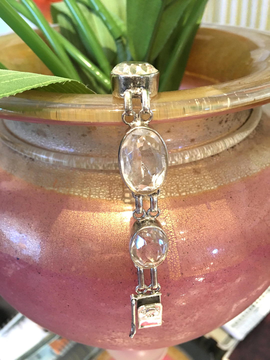 7.5" Sterling Silver and Quartz Crystal Bracelet