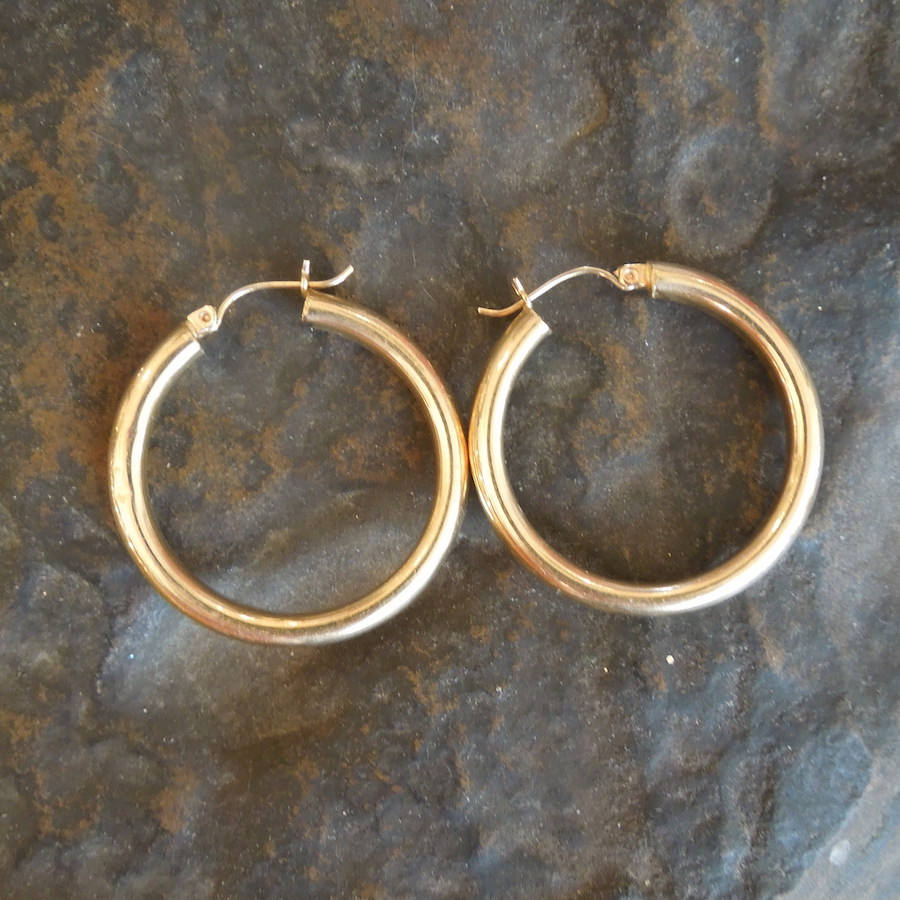 Large 14K Yellow Gold Hoop Earrings