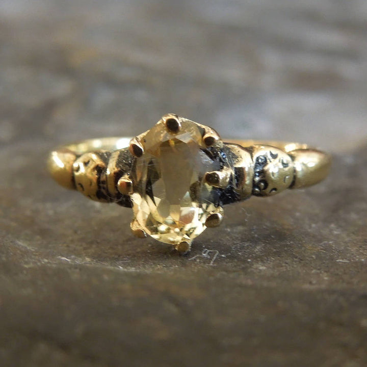 Victorian Style Oval Citrine Ring - Vermeil (Gold & Sterling Silver)