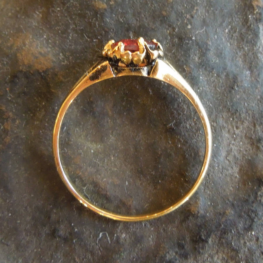 Victorian Style Red Garnet Ring - Vermeil (Gold & Sterling Silver)