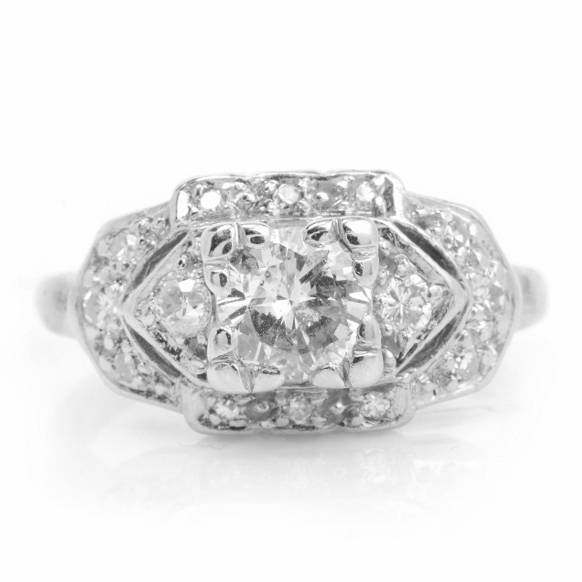 Vintage Art Deco Diamond Engagement Ring - 0.65ct Diamond in Platinum