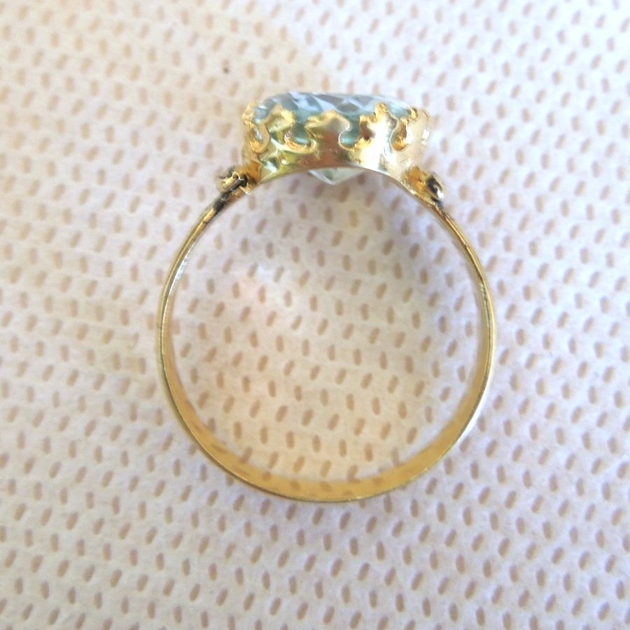 Victorian Style Oval Blue Topaz Ring - Vermeil (Gold & Sterling Silver)