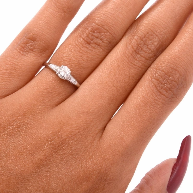 Half Carat Diamond Engagement Ring in 14K White Gold with Custom Wedding Band