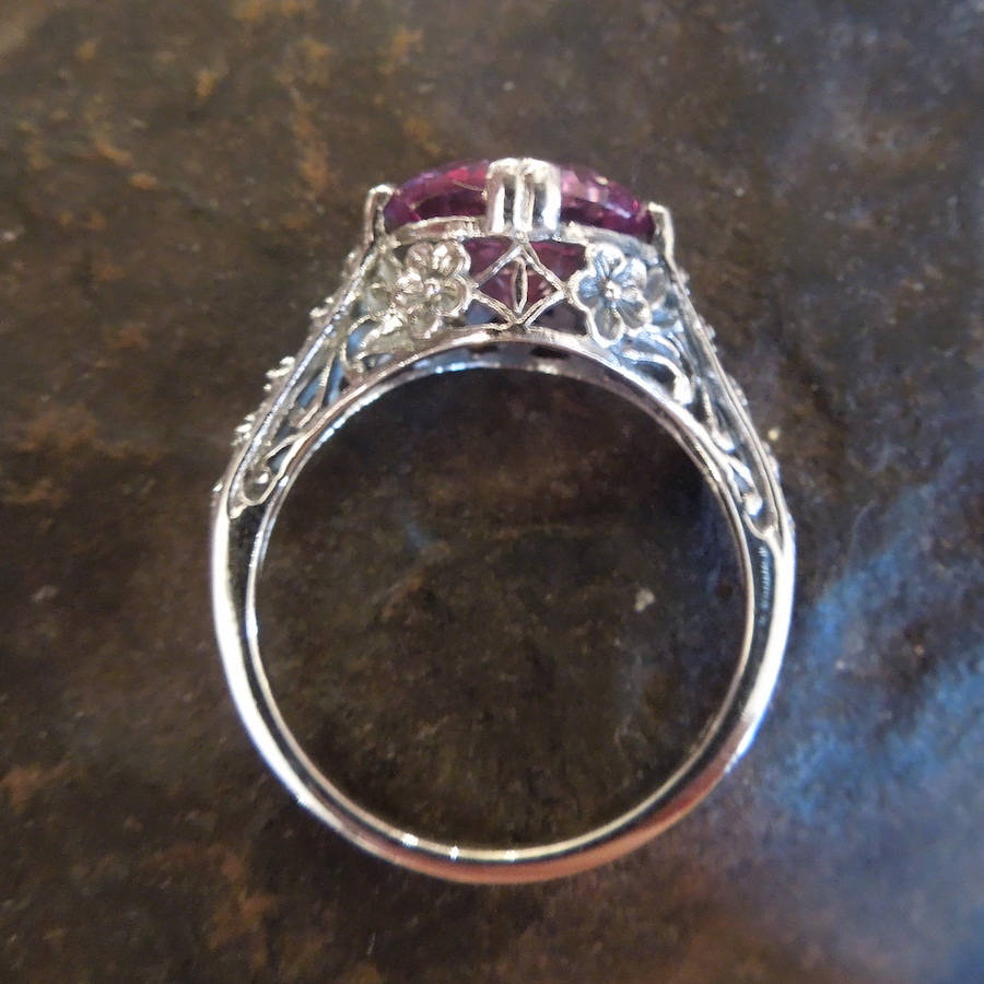 Large Amethyst in Sterling Silver Art Deco Style Mounting