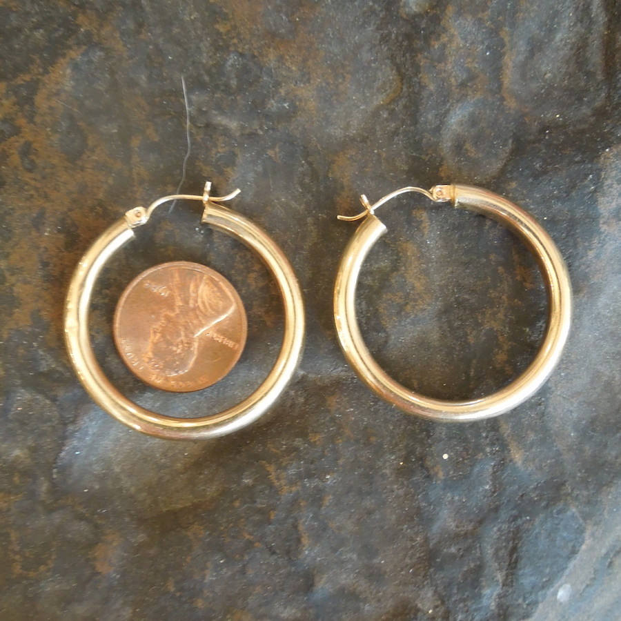 Large 14K Yellow Gold Hoop Earrings