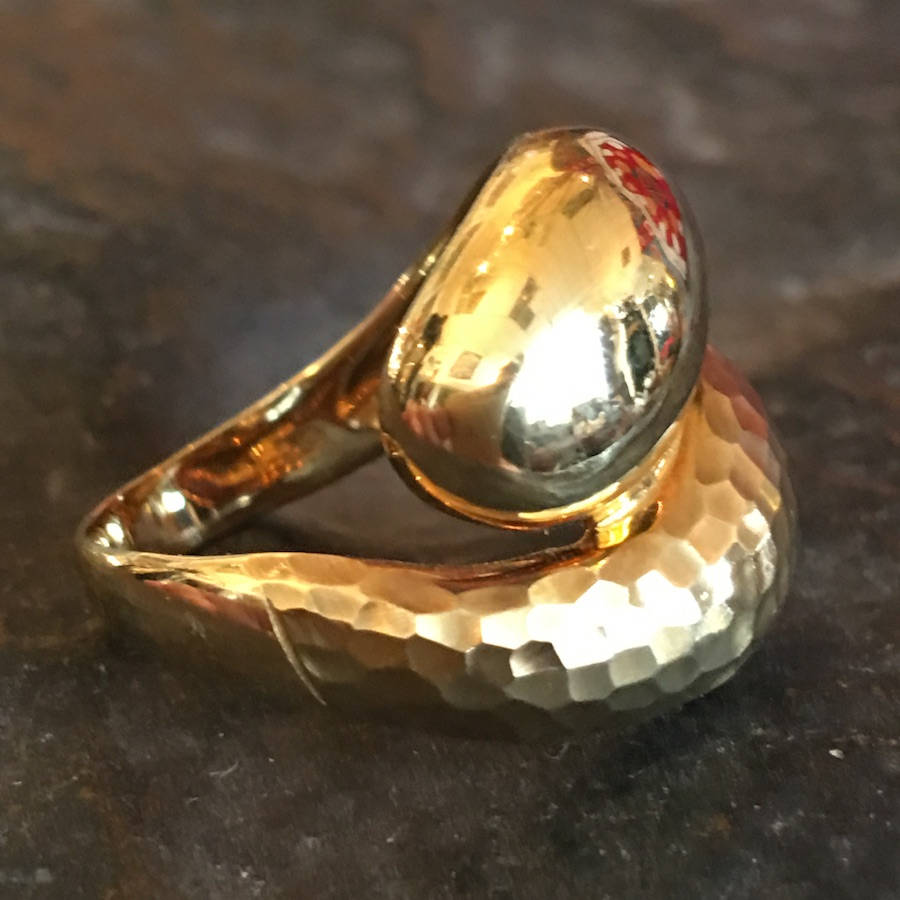 Midcentury Bypass Dome Ring - 18K Italian Gold