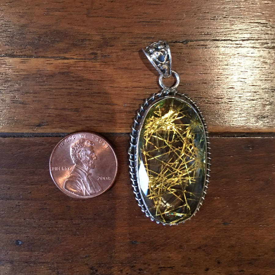 Vintage Style Sterling Silver and Rutilated Quartz Pendant