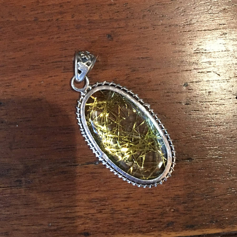 Vintage Style Sterling Silver and Rutilated Quartz Pendant