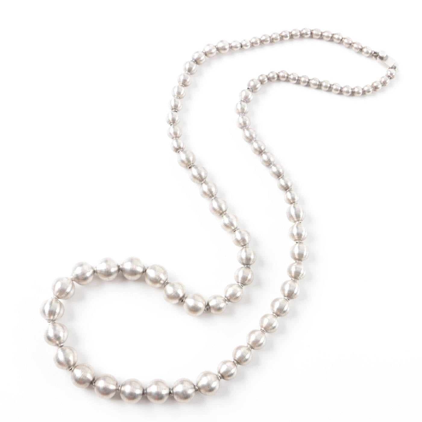 Melicio Rodriguez Taxco Graduated Sterling Silver Beaded Necklace