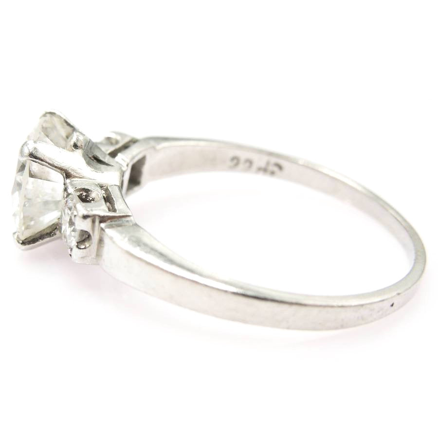 Platinum Diamond Accented Solitaire Engagement Ring with 1.45ct Center