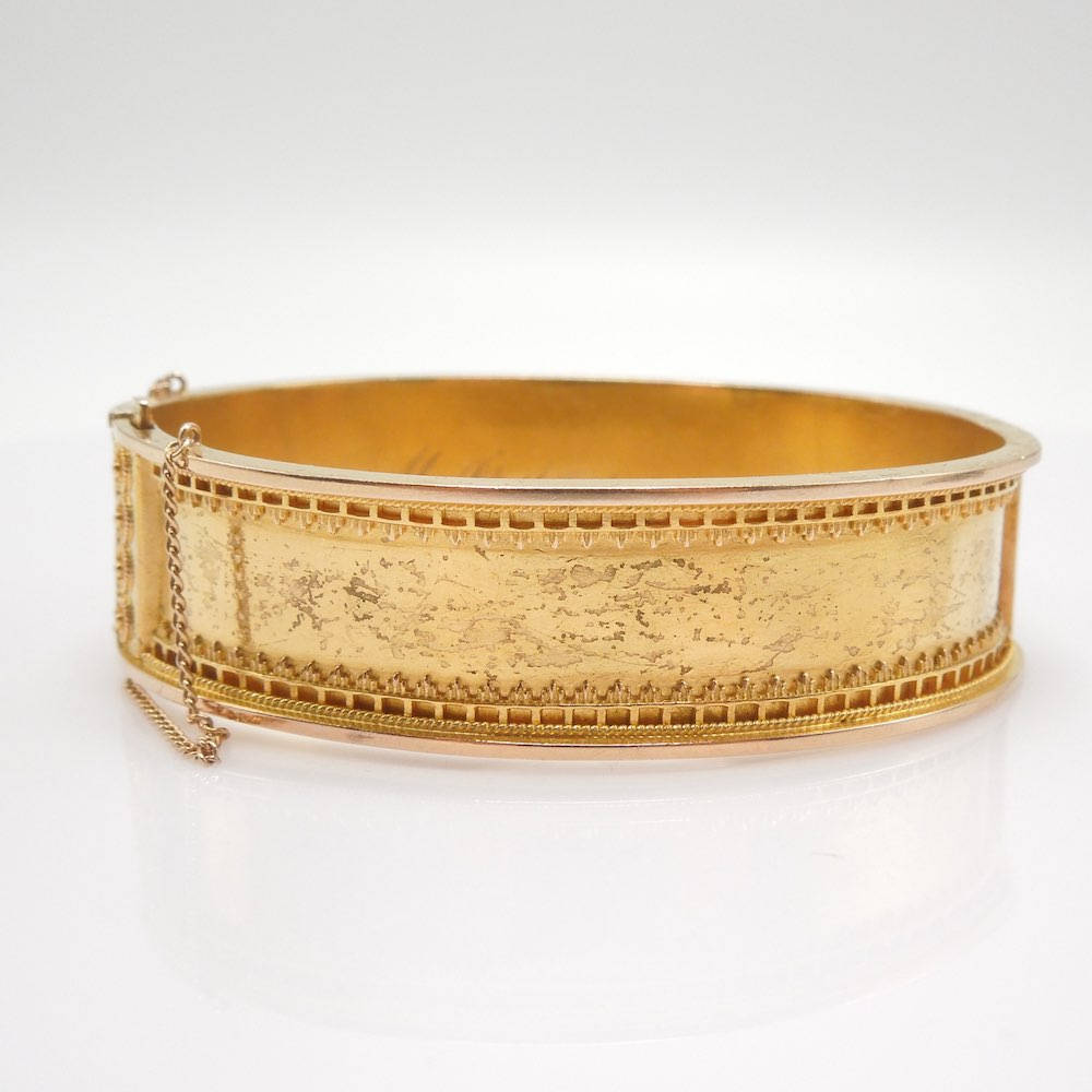 Yellow Gold Etruscan Revival Style Bracelet -- Granulated Gold