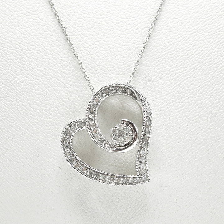 White Gold and Diamond Heart Necklace