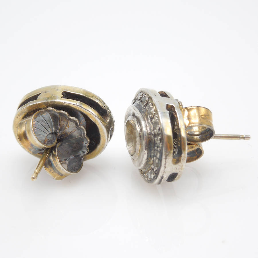 Sterling Silver and Vermeil Macle Diamond Stud Earrings