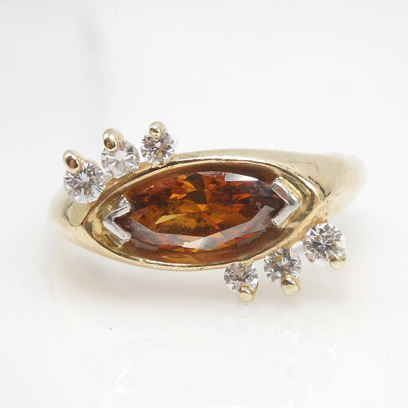 Mid-Century  Fancy Color Marquis Diamond  Ring