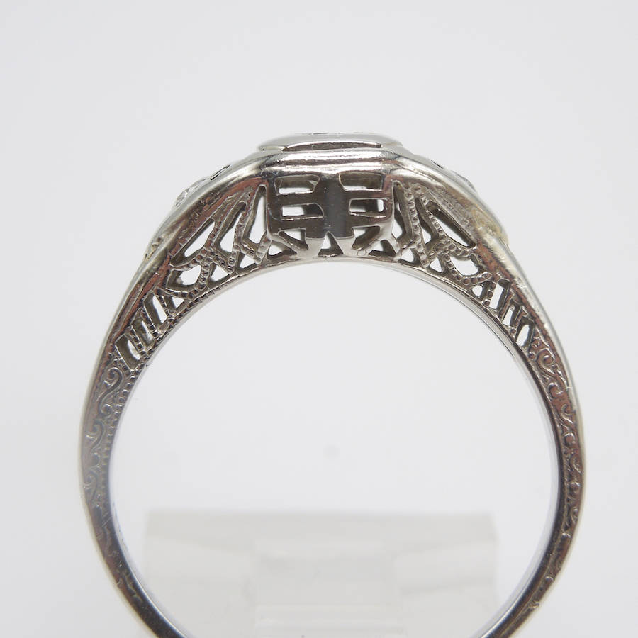14K White Gold Art Deco Diamond Engagement Ring