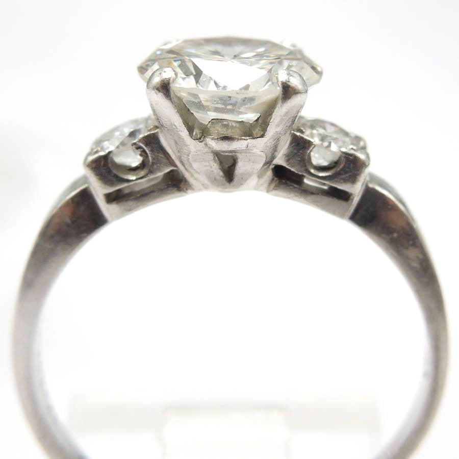Platinum Diamond Accented Solitaire Engagement Ring with 1.45ct Center