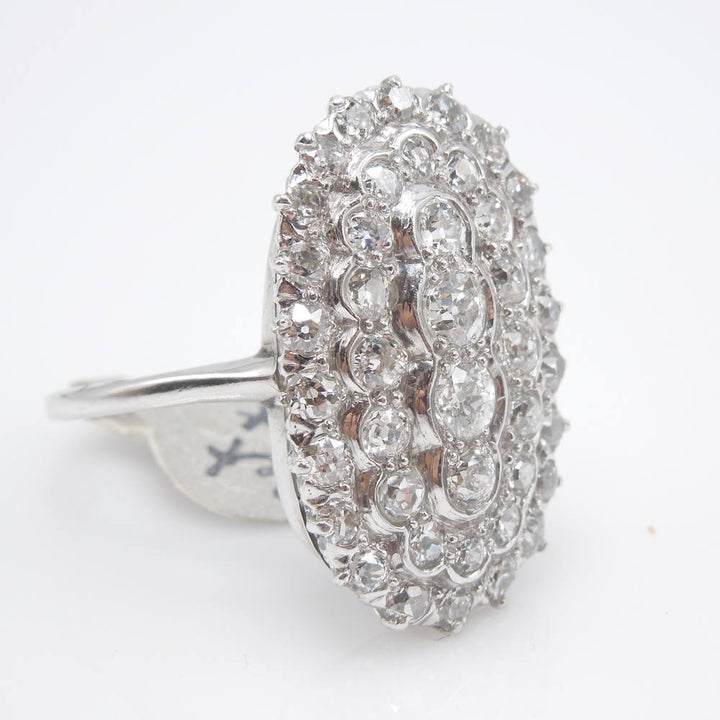 Large Art Deco Diamond Cluster Ring in Platinum