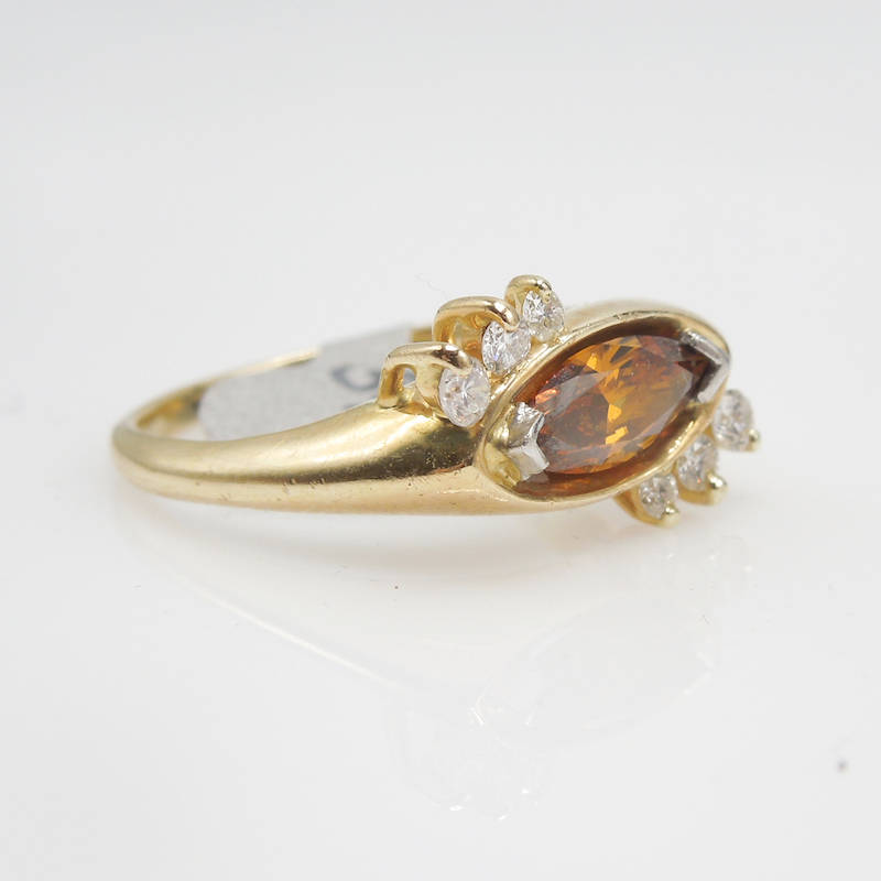 Mid-Century  Fancy Color Marquis Diamond  Ring