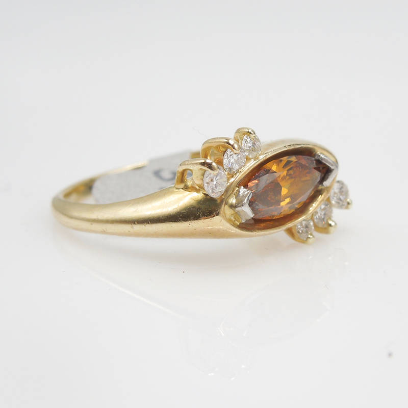 Mid-Century  Fancy Color Marquis Diamond  Ring