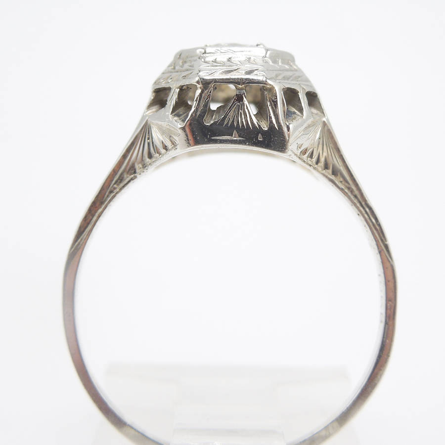 0.28ct Art Deco Diamond Engagement Ring in 14K White Gold