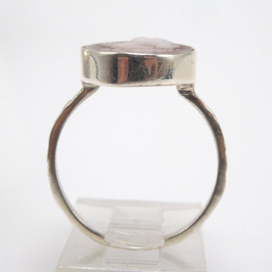 Italian Style Bezel Set Red Cameo in Sterling Silver Ring