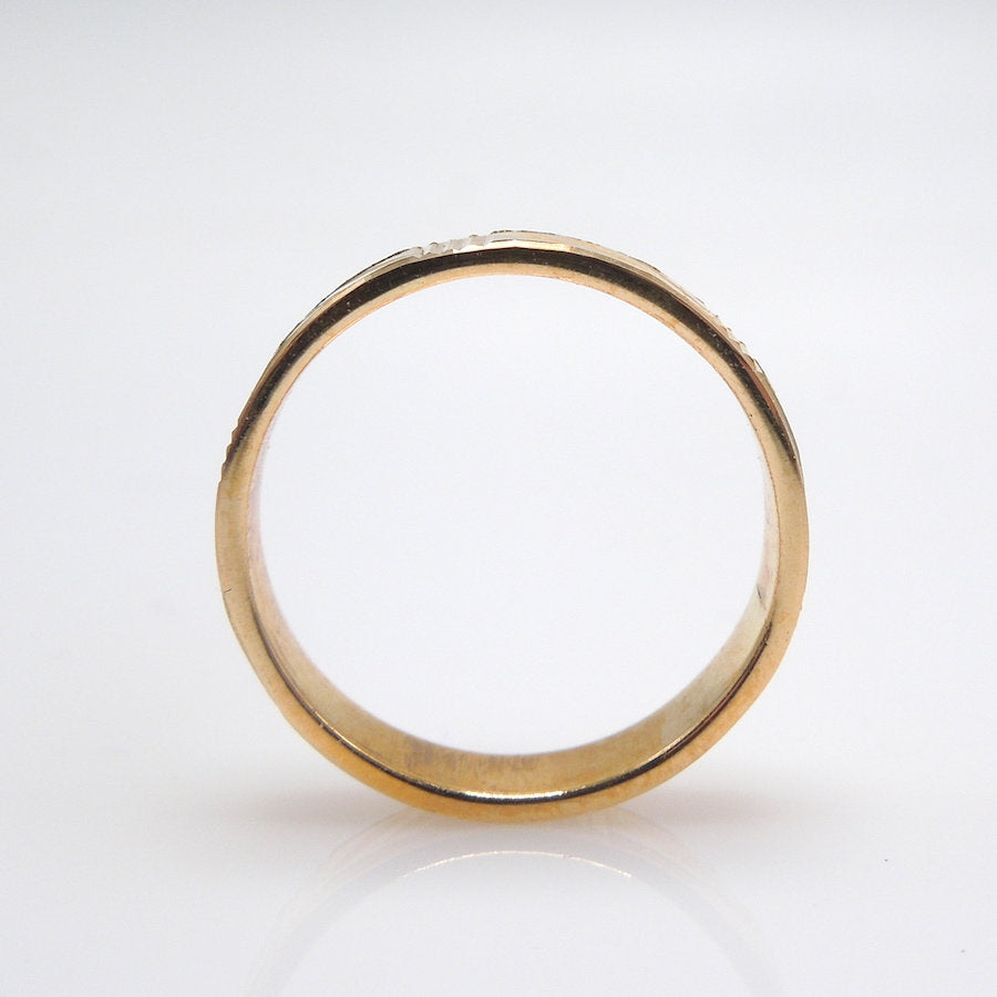 Custom Made 18K Yellow Gold Engraved Gents Wedding Band