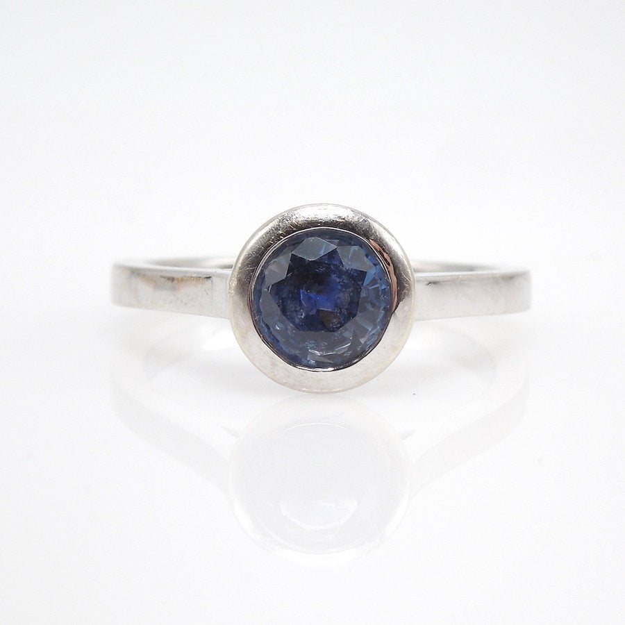 1.07ct Bicolor Blue and White Sapphire in 14K White Gold Mounting