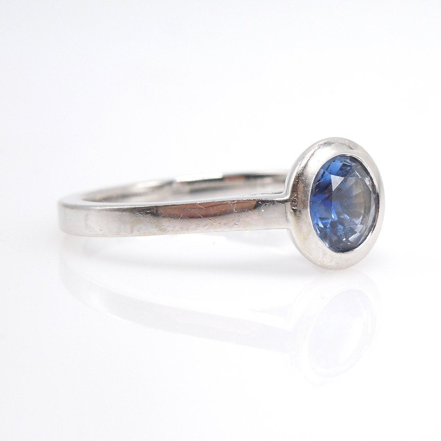 1.07ct Bicolor Blue and White Sapphire in 14K White Gold Mounting