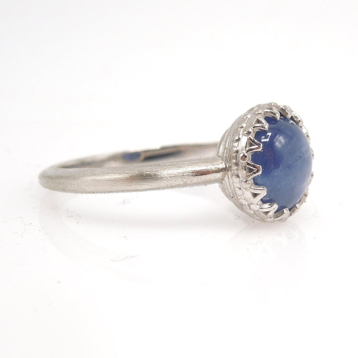 2.25ct Cabochon Blue Star Sapphire in 14K White Gold