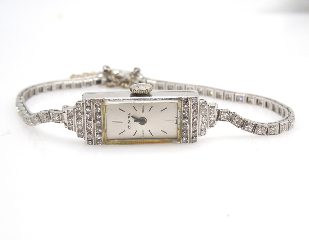 Antique Platinum and Diamond Rodania Ladies Wristwatch