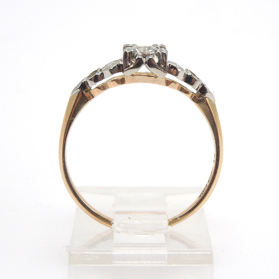 Vintage 1930s Bicolor Yellow Gold and White Gold Diamond Engagement Ring