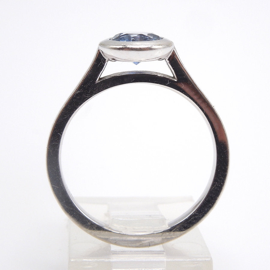1.07ct Bicolor Blue and White Sapphire in 14K White Gold Mounting