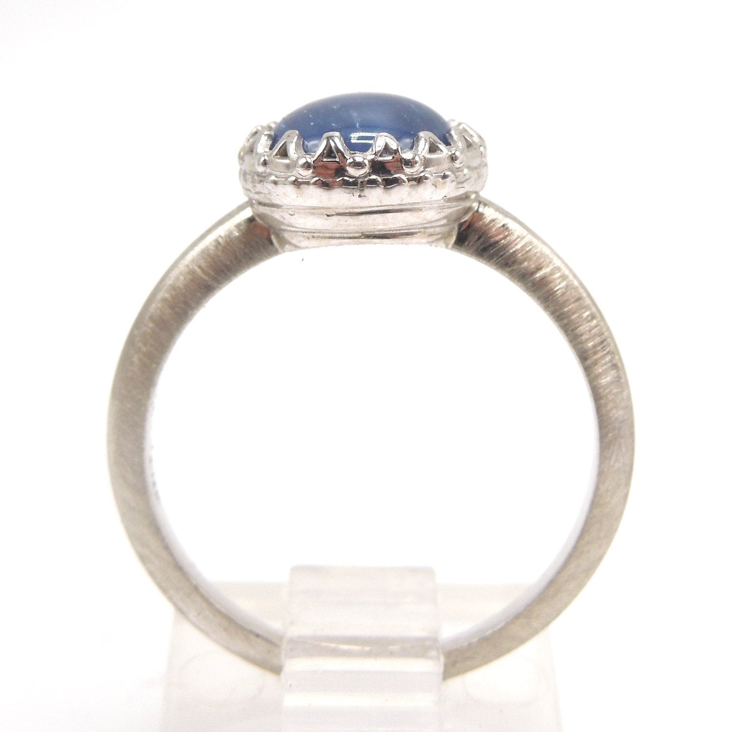 2.25ct Cabochon Blue Star Sapphire in 14K White Gold