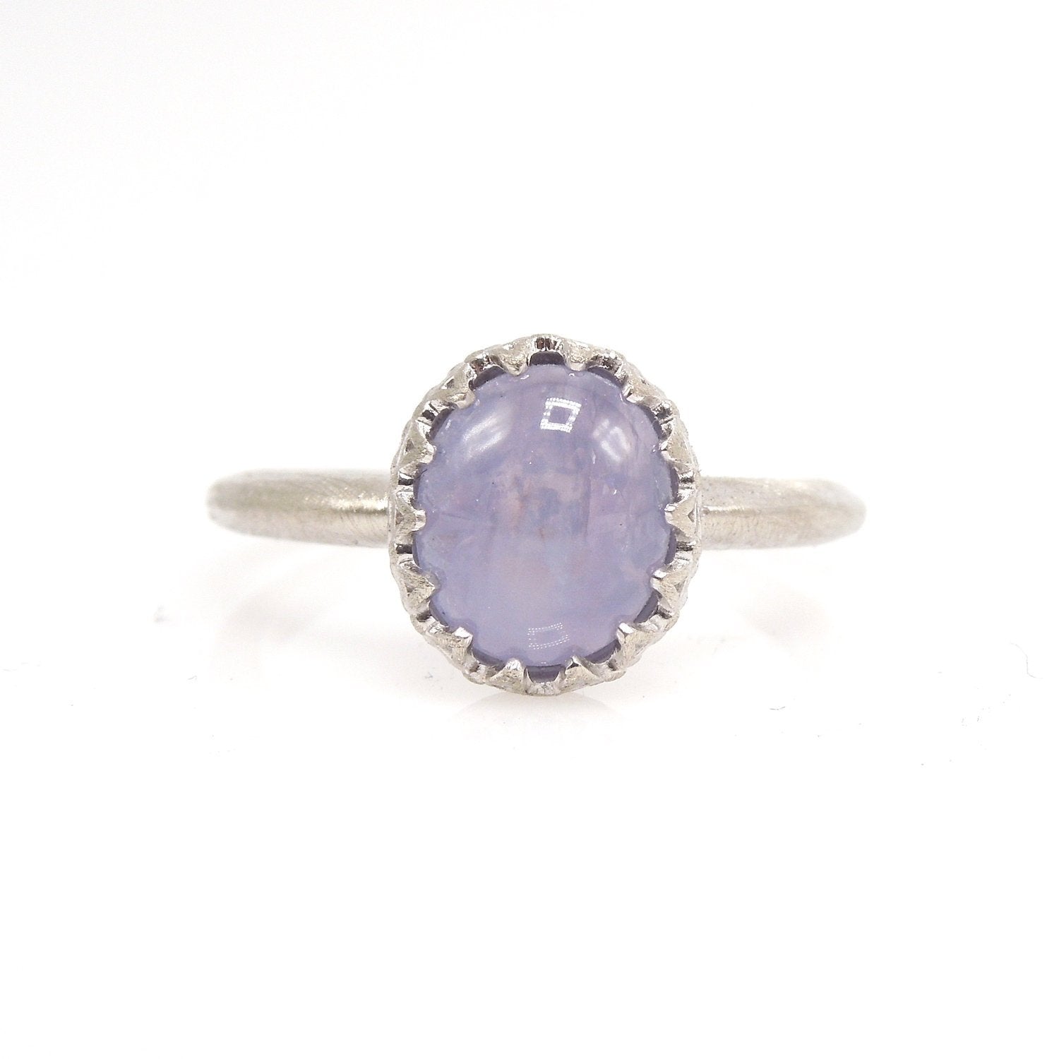 2.68ct Cabochon Lavender-Grey Star Sapphire in 14K White Gold