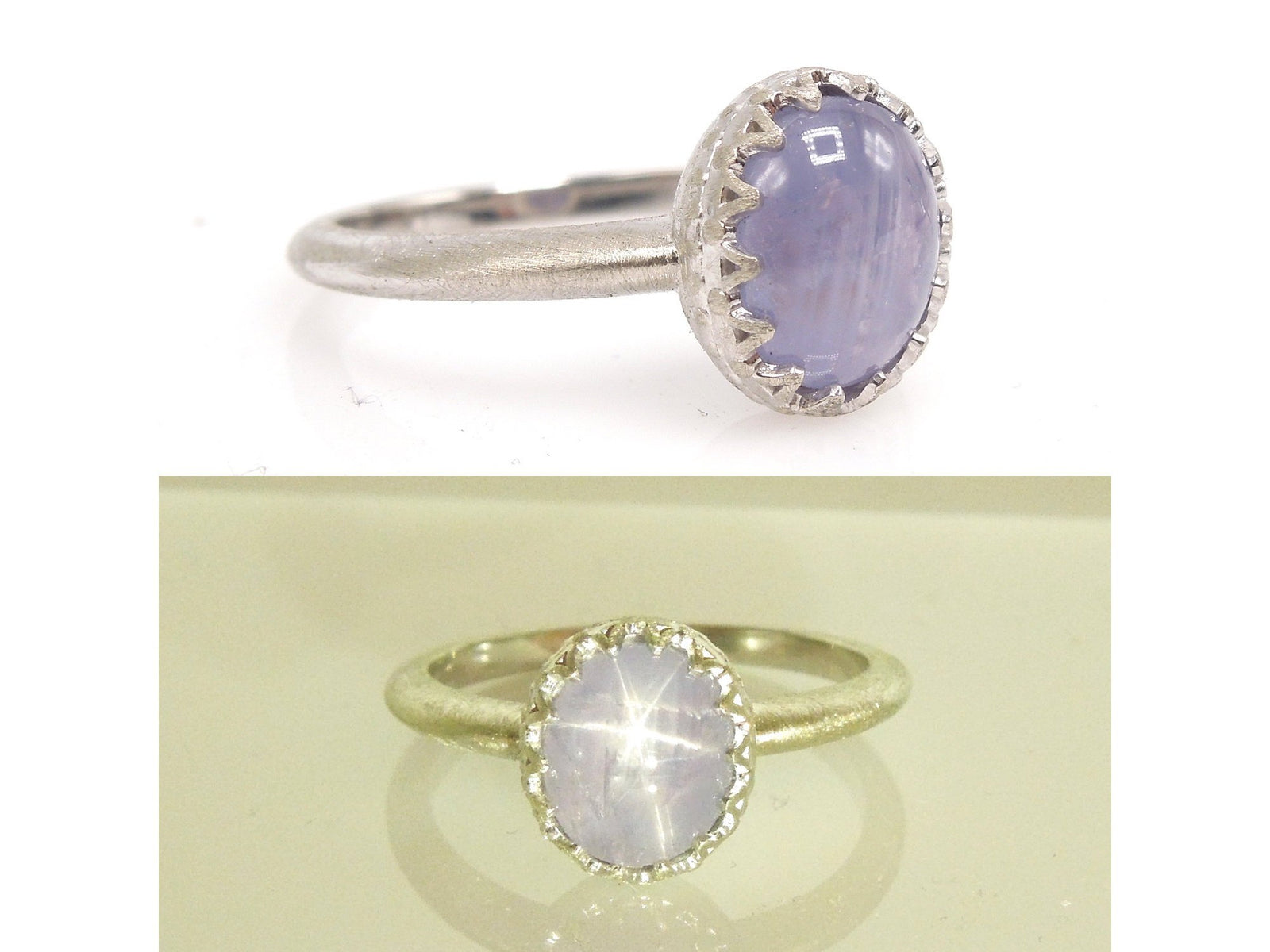 2.68ct Cabochon Lavender-Grey Star Sapphire in 14K White Gold