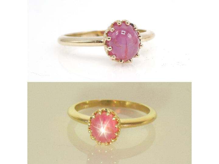 2.46ct Cabochon Pink-Red Star Sapphire in 14K Yellow Gold