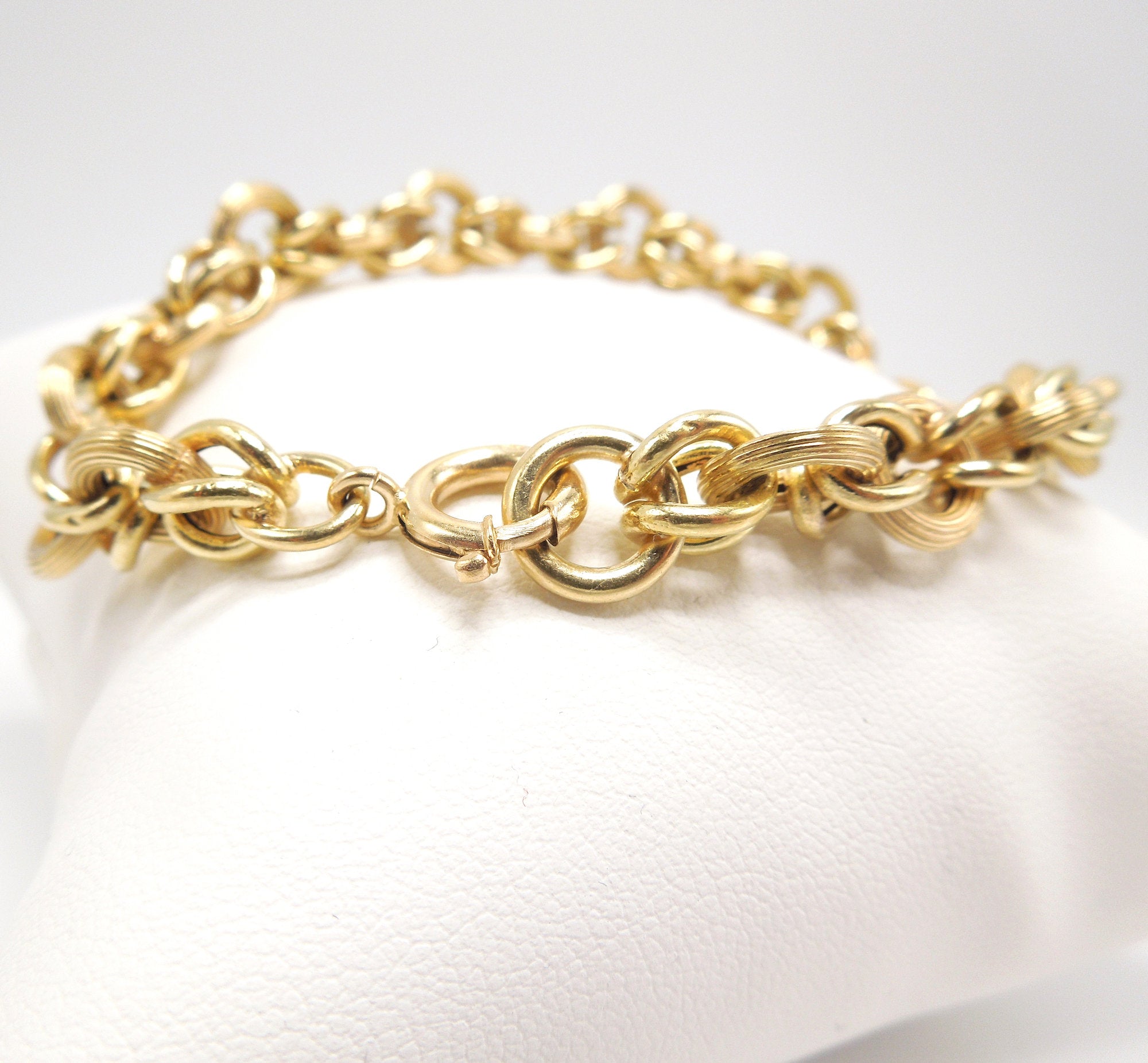 Vintage 18K Yellow Gold Byzantine Chain Bracelet