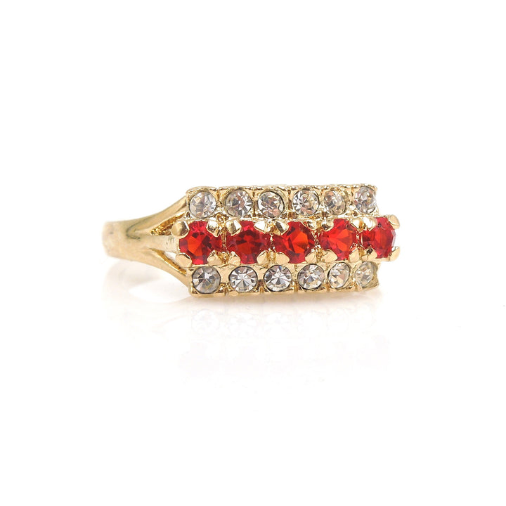 Red-Orange Sapphire and Diamond Ring in Yellow Gold