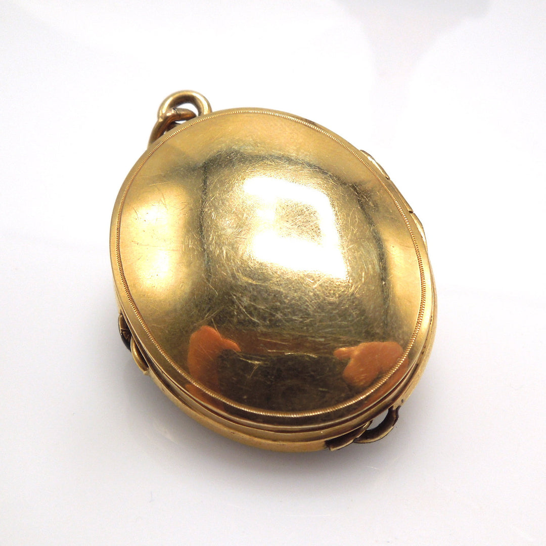 Victorian Amethyst, Enamel, and Diamond Locket in 18K Yellow Gold