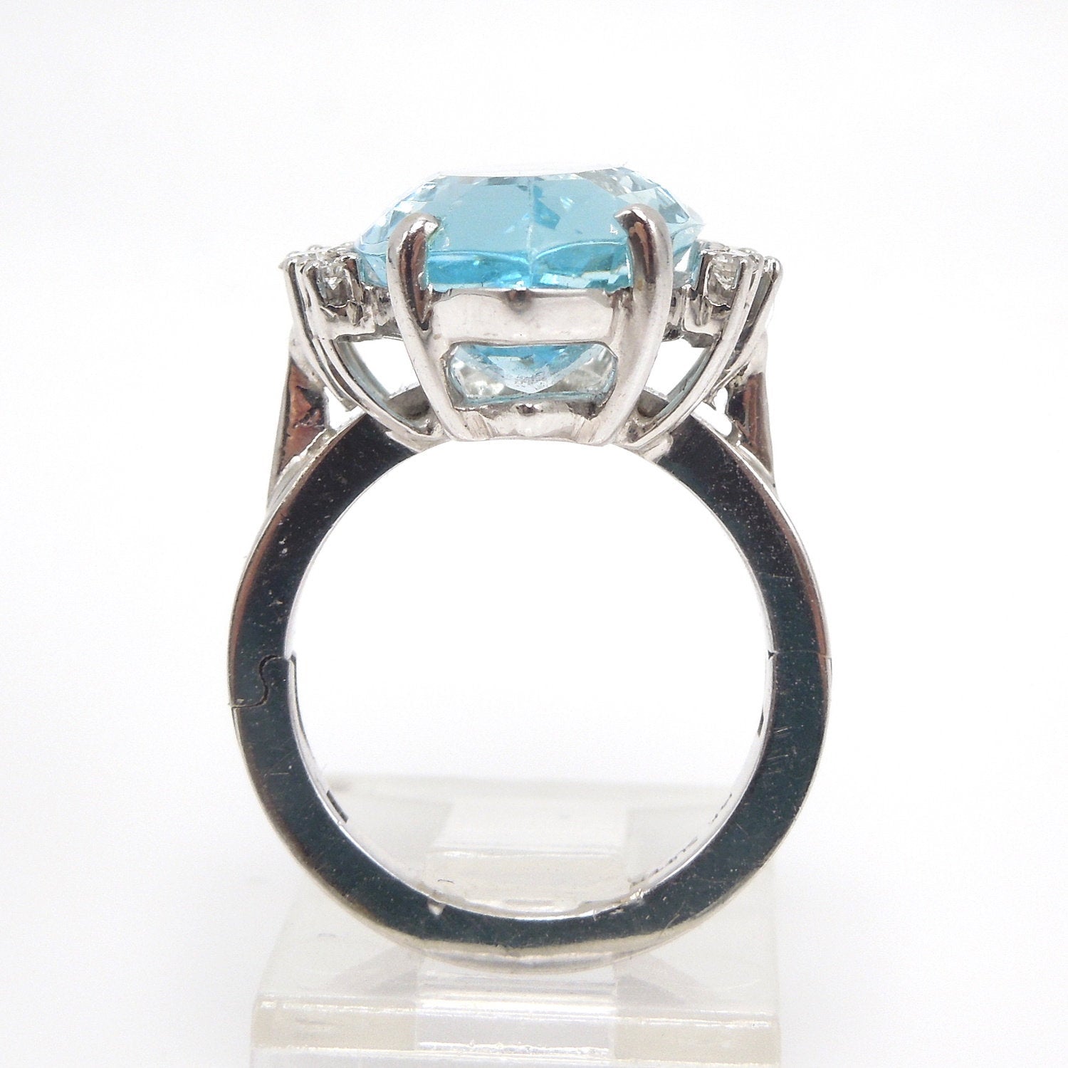 Large 8.00ct Marquise Cut Aquamarine and Diamond Ring in White Gold